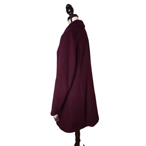 🆕RALPH LAUREN Longline Reefer Coat Wool Blend Wine Burgundy 16 - Picture 9 of 11